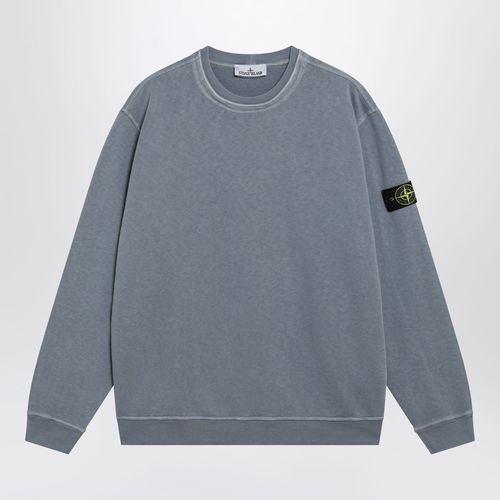 Stone Island Crewneck Sweatshirt In Slub Cotton, Blue