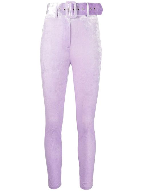 Belted high-waist trousers - Purple