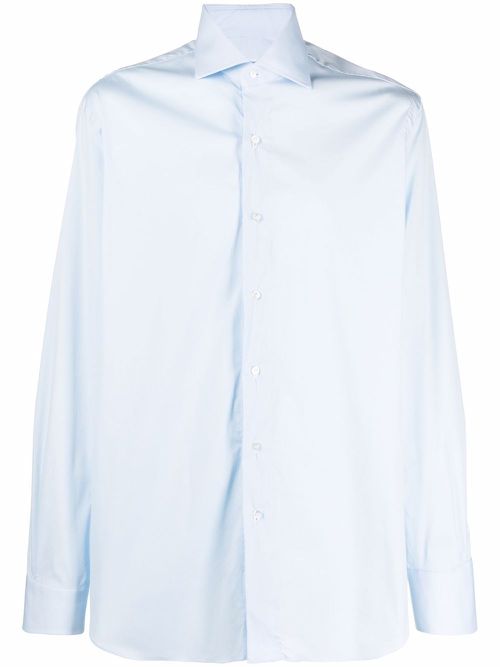 French collar long-sleeve cotton shirt - Blue