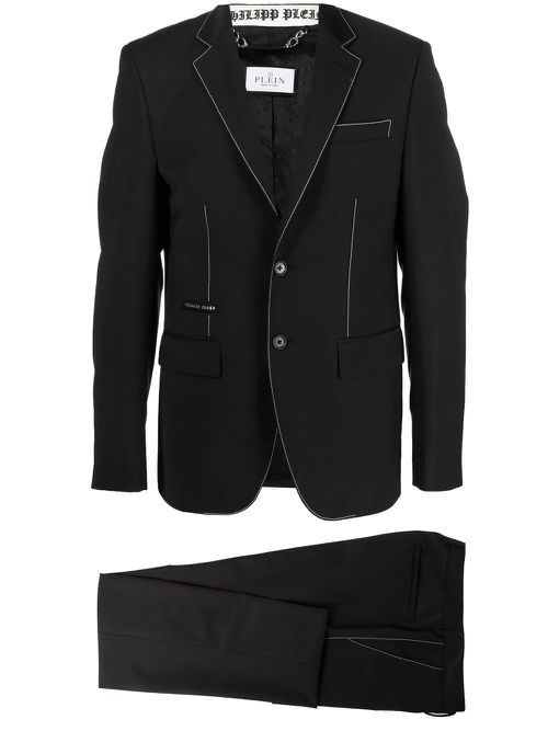 Contrast-stitching single-breasted suit - Black