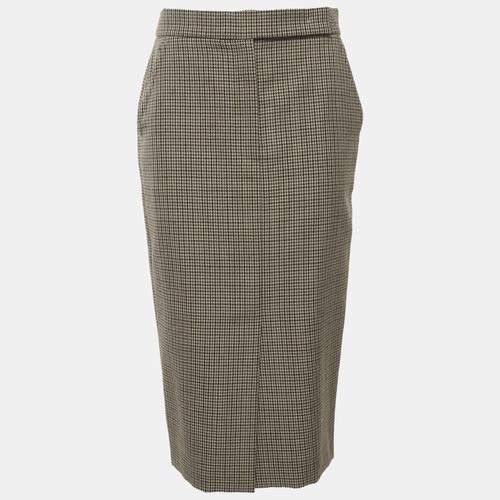 Max Mara Sfilata Beige Houndstooth Wool Midi Skirt