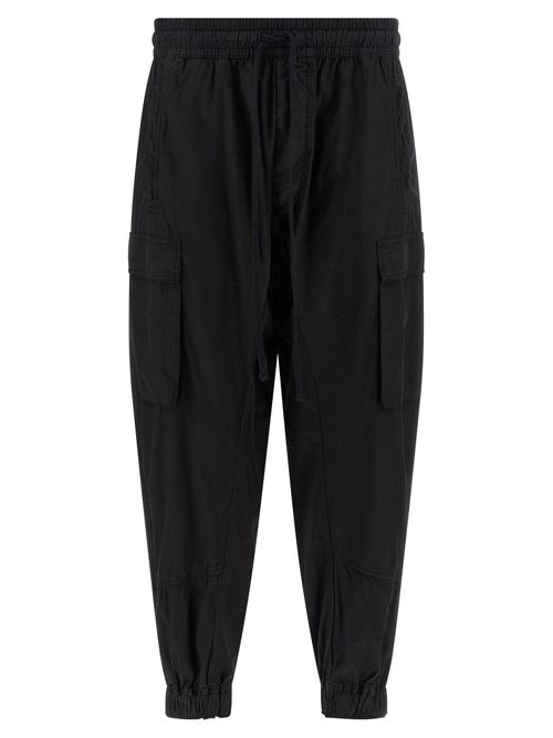 Wrinkled-Effect Organic Cotton Cargo Pants — Black