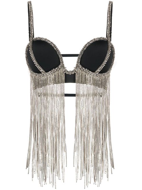 Crystal-embellished triangle top - Black