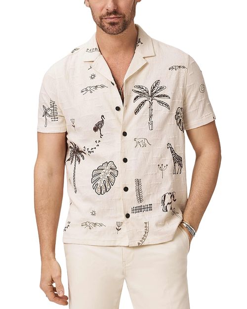 Beeston Short Sleeve Camp Collar Shirt With Safari Daytime Embroidery