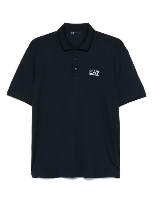 Ea7 Emporio Armani logo-print polo shirt - Blue