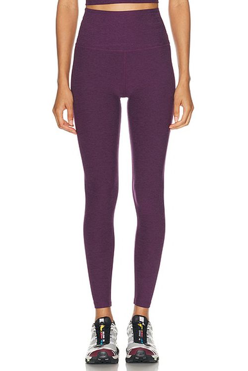 Beyond Yoga Spacedye Caught in The Midi High Waisted Legging in Brilliant Blackberry Heather - Purple. M also in L