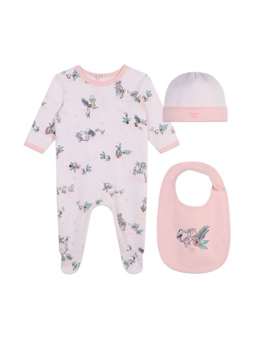 Graphic-print organic cotton pyjamas (set of three) - Pink