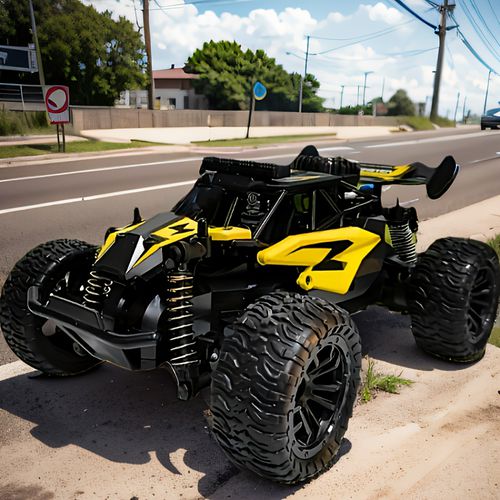 TEMU Rc Car Monster Truck With 2 Rechargeable Batteries And Colored Lights, With Led Headlights, /h High Toys, Suitable For Boys Birthday