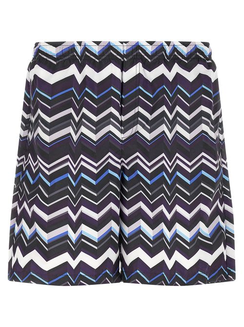 Chevron-Patterned Swim Shorts — Multicolor
