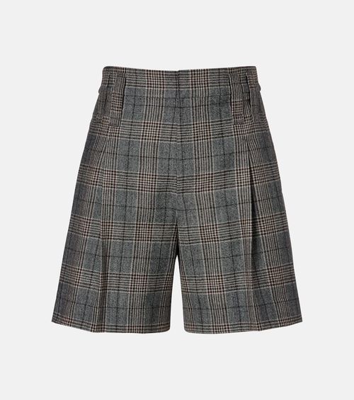 Checked virgin wool shorts
