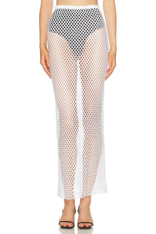 SEV Sequin Mesh Skirt in Ivory - White. 38 also