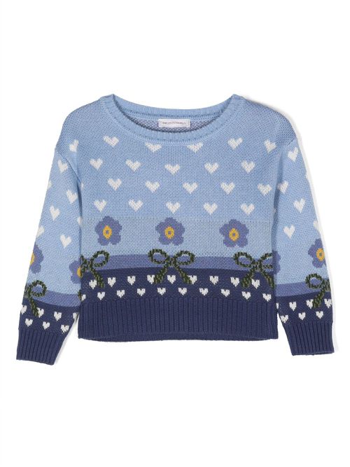 Intarsia-knit crew-neck jumper - Blue