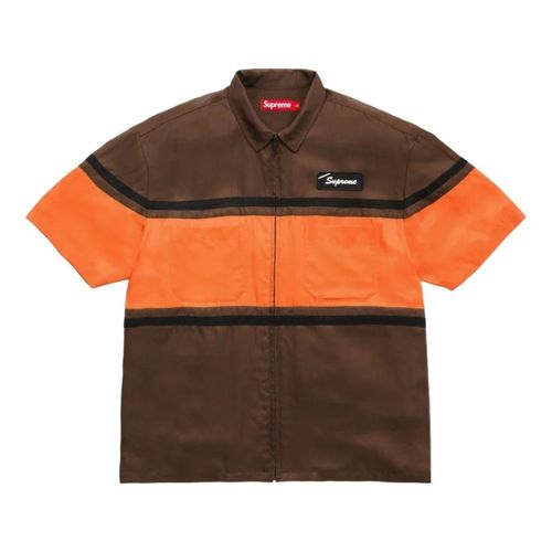 SS26 Silk Zip Up S/S Shirt 'Brown'