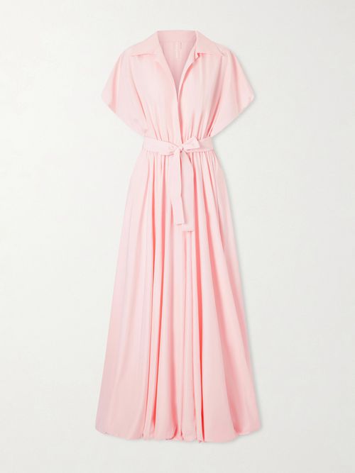 Tie-detailed Woven Gown - Pink