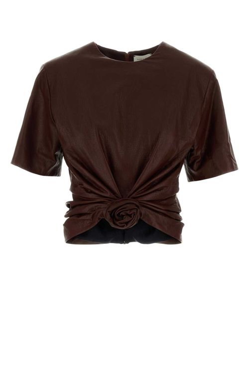 Leather Blouse — Brown