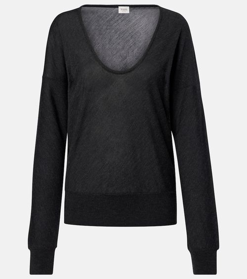 Ribbed-knit wool and silk sweater