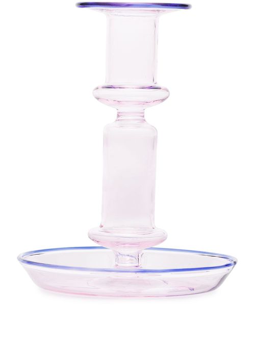 Flare Medium glass candleholder - Pink