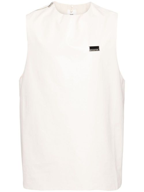 Zipped cotton tank top - Neutrals