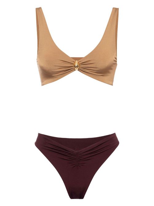 Two-tone bikini set - Brown