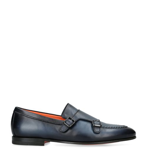Leather Carlos Double-Strap Monk Shoes