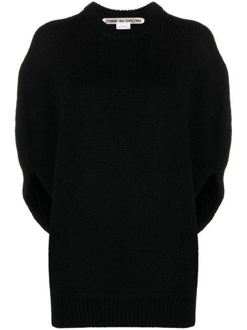 Short-sleeve wool jumper - Black