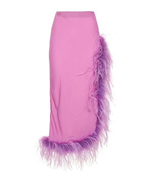 Viscose midi skirt w/ feathers