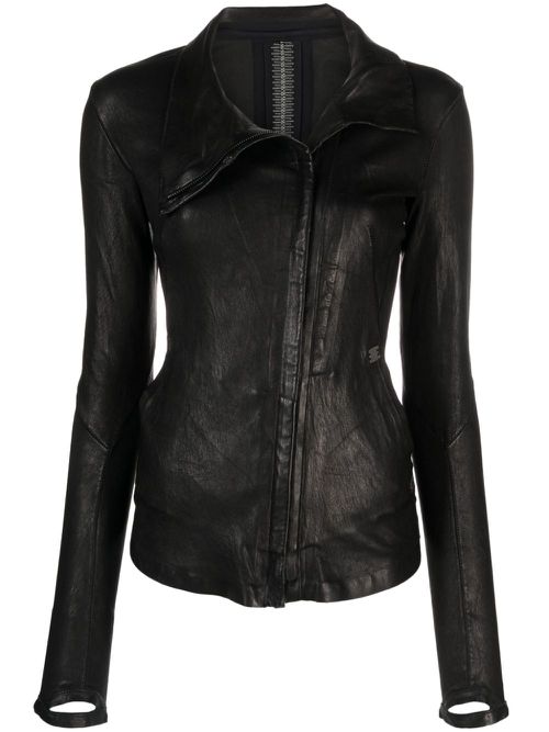 Zip-detail leather jacket - Black