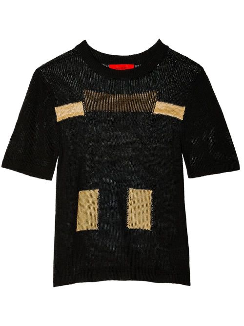 Poster two-tone knitted T-shirt - Black