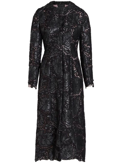 Embroidered-design single-breasted coat - Black