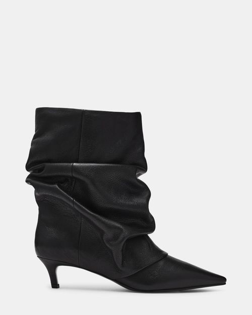 Steve Madden Women's Lennox Cuffed Booties - Black Leather