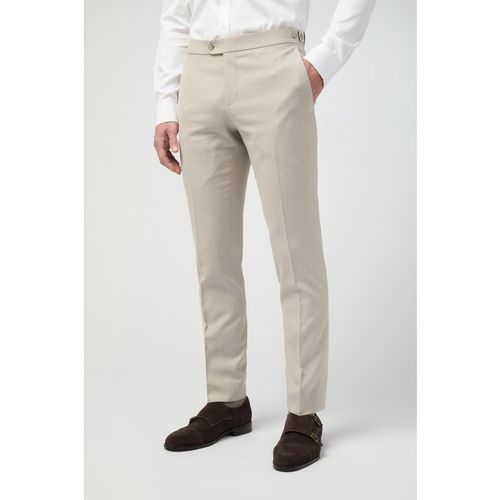 Alexandre Silver Label Mens Tailored Fit Stone Linen Trousers - Nude - 38 Regular