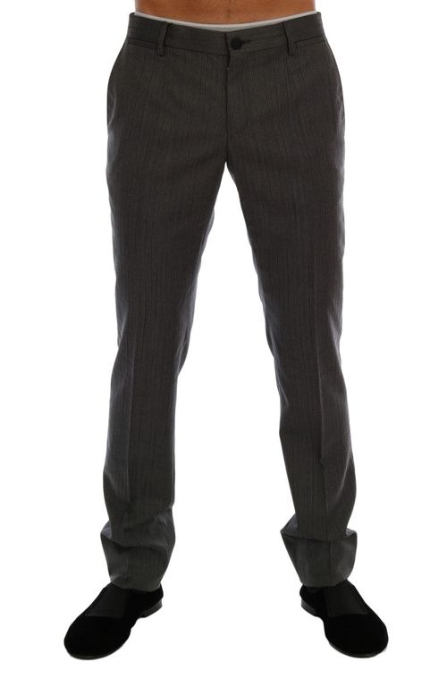 Wool Striped Trousers — Gray