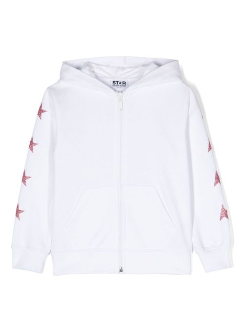 Star-print zipped hoodie - White