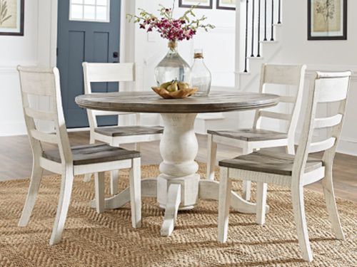 Havalance Round Dining Table, White/Gray