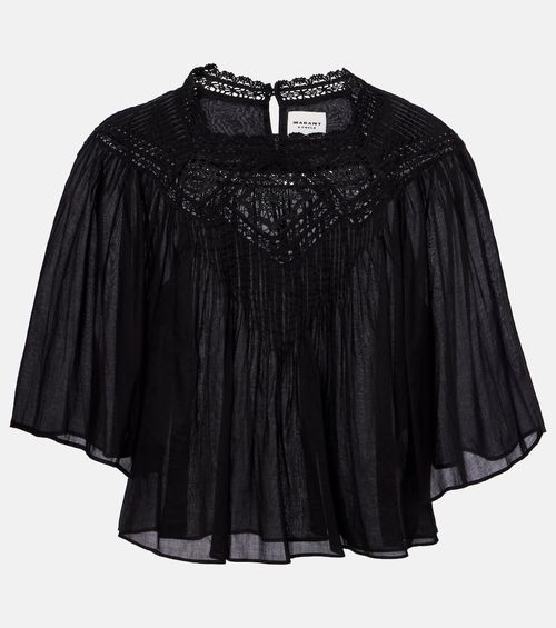 Garia lace-trimmed cotton blouse