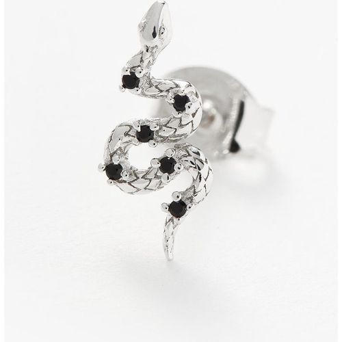 Harris Reed Serpent Single Stud Earring | Sterling Silver/Black Spina
