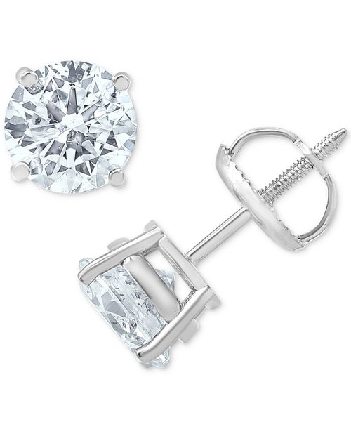 Diamond Stud Earrings (2 ct. t.w.) in 14k White or Yellow Gold - White Gold