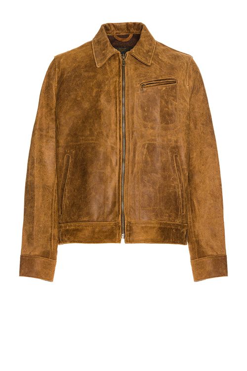 Schott Duke Unlined Rough Suede Jacket in Brown - Brown.  S also in
