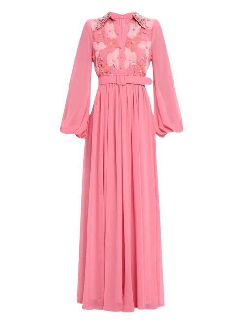 Floral-embroidered dress - Pink