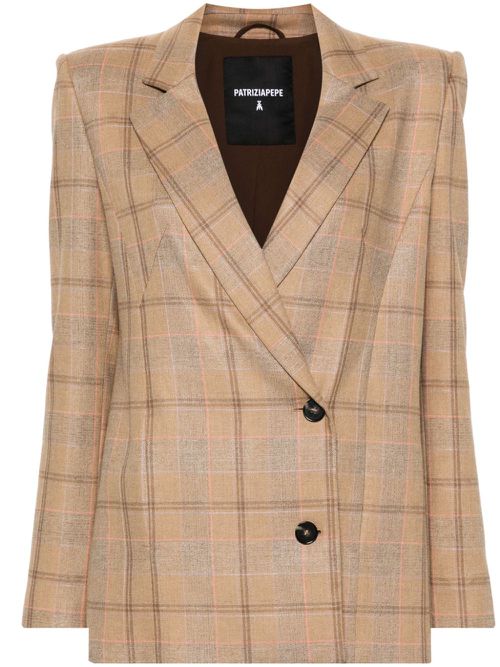 Embroidered canvas blazer - Brown