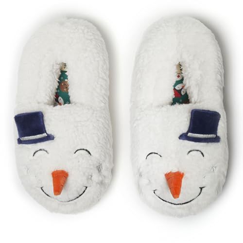 Dearfoams Unisex Matching Family Holiday Christmas Reindeer & Turkey Scuff Slipper