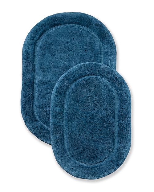 Superior Non-Slip Oval 2pc Plush Absorbent Cotton Bath Rug Set