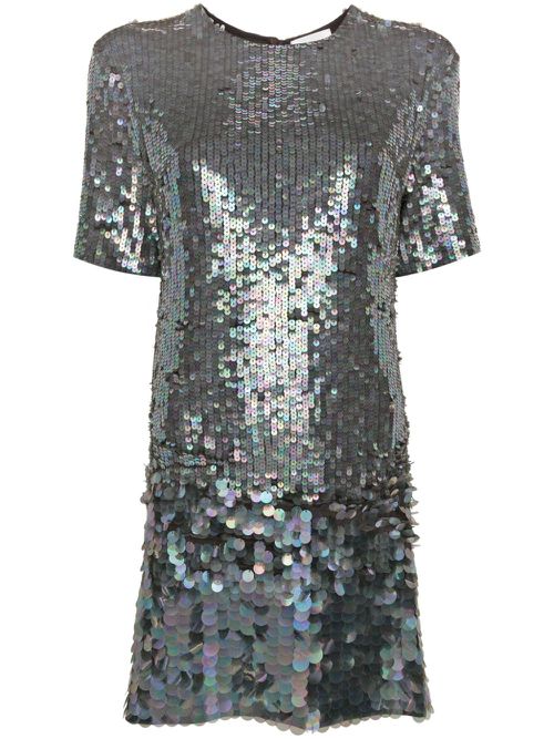 Sequinned mini shirt dress - Grey