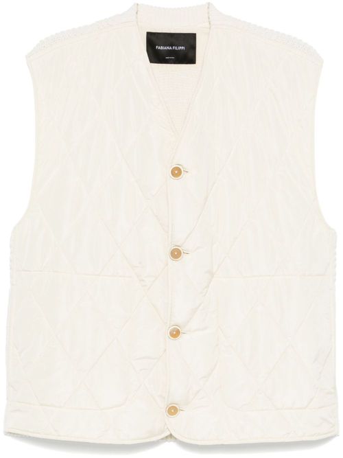 Diamond-quilted gilet - Neutrals