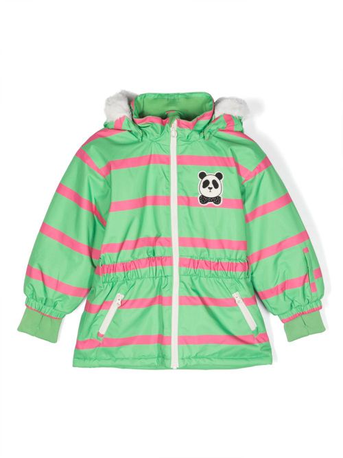 Panda-patch striped raincoat - Green