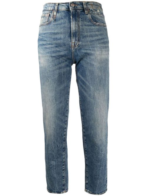 High-waist cropped jeans - Blue