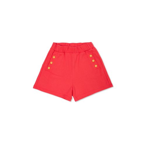 Girls Embossed-Buttons Cotton Shorts