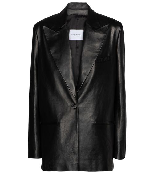 Single-breasted leather blazer