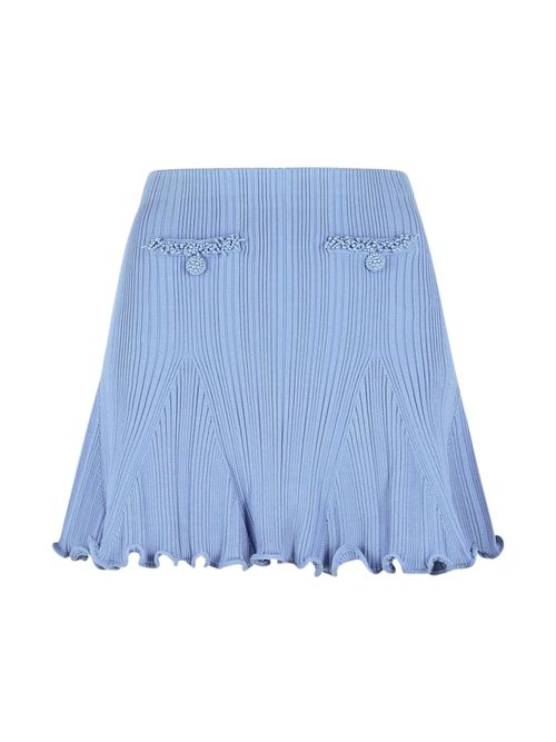 Ribbed Knit Mini Skirt with Decorative Buttons