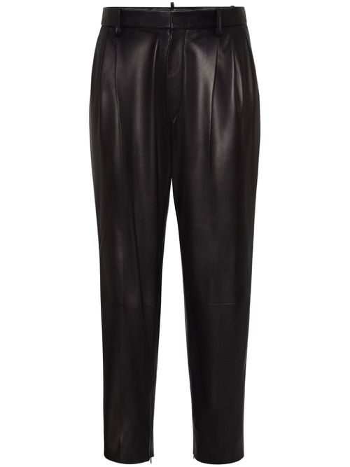 Leather tapered trousers - Black